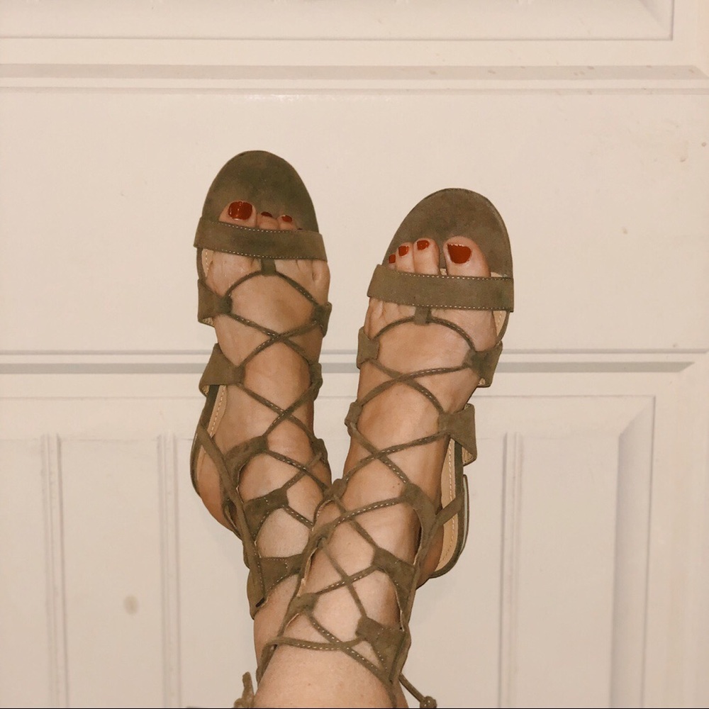 Gray/green gladiator sandal